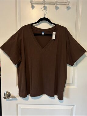 Old Navy Women's Vintage V-Neck Tee Shirt “Earthen” brown NWT